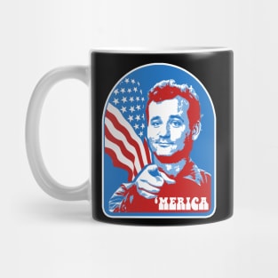 'Merica! USA July Fourth Bill Murray Fan Tribute Satire USA American Red White & Blue Funny Mug